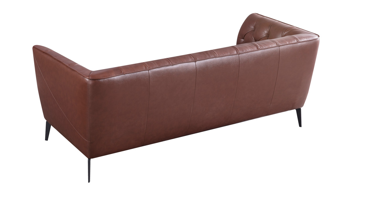 Brown Leather Contemporary Living Room Set with Metal Legs - Click Image to Close