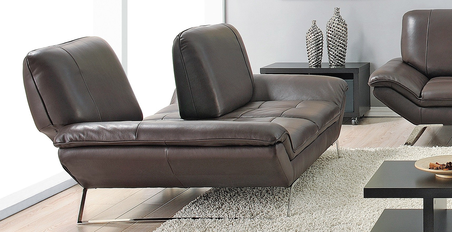 Brown Classic Italian Leather Living Room Set