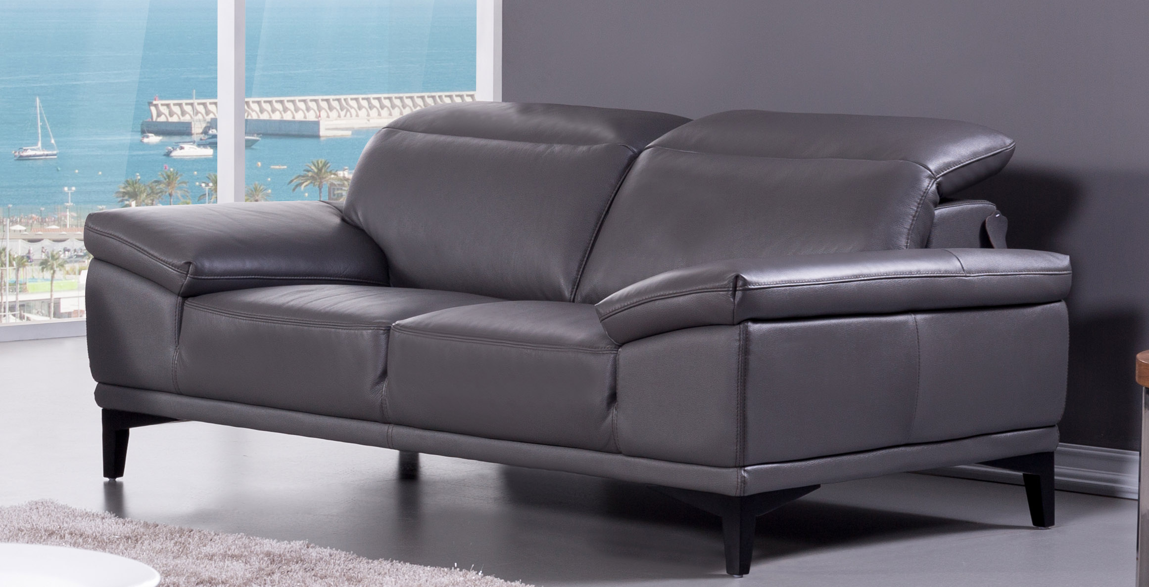 Contemporary Top-Grain Leather Living Room Set - Click Image to Close