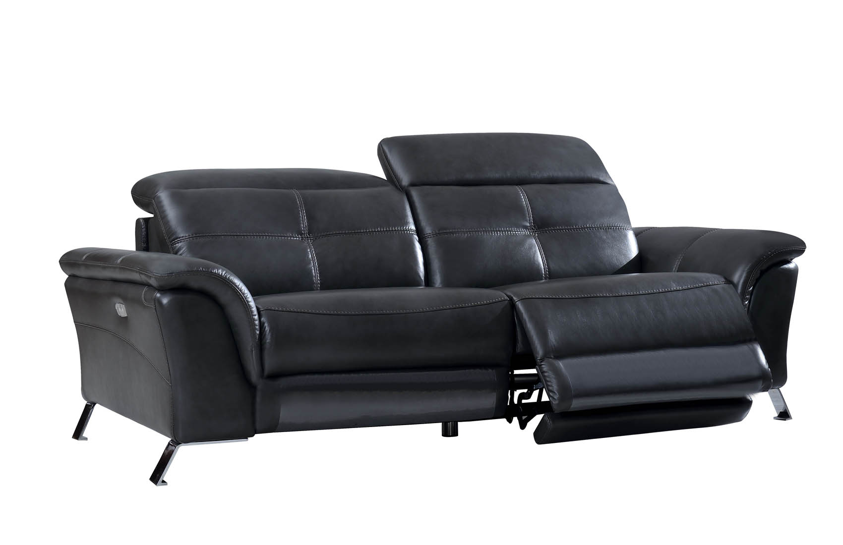 Italian Leather Sofa Set with Steel Legs - Click Image to Close
