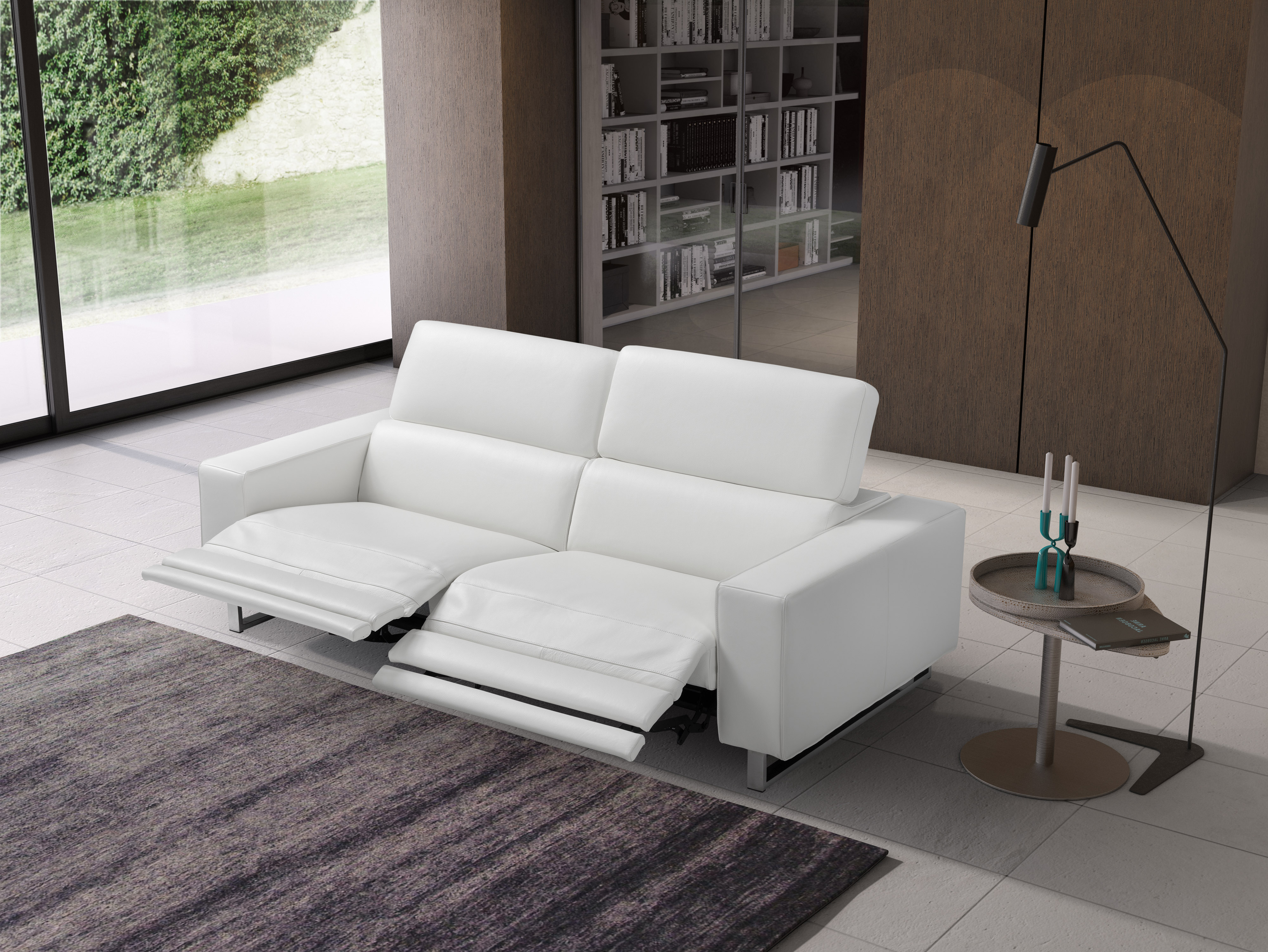 Grace White Leather Sofa Set With Adjustable Headrests Wichita Kansas WhiteLine Augusto