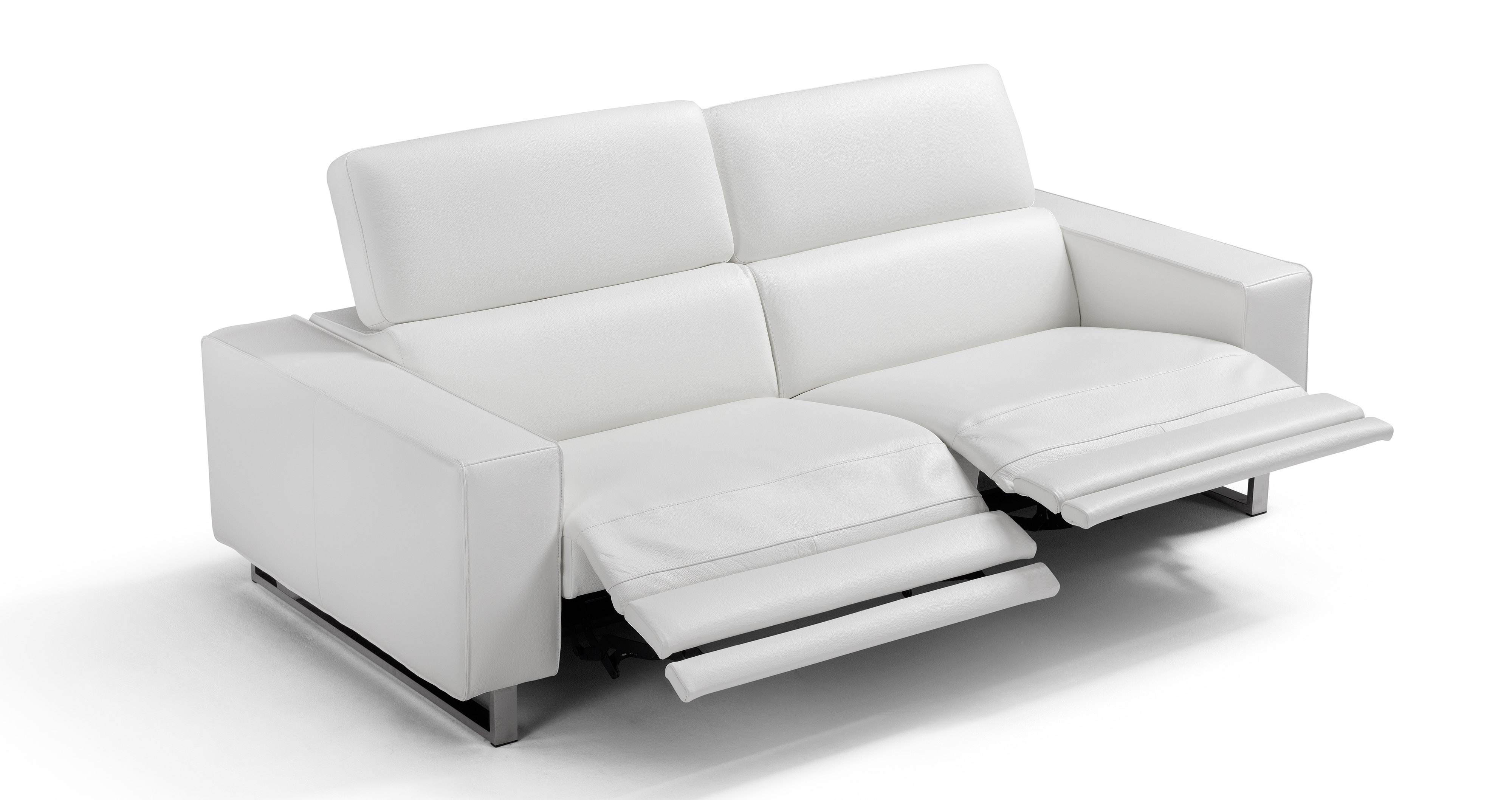 Grace White Leather Sofa Set with Adjustable Headrests - Click Image to Close