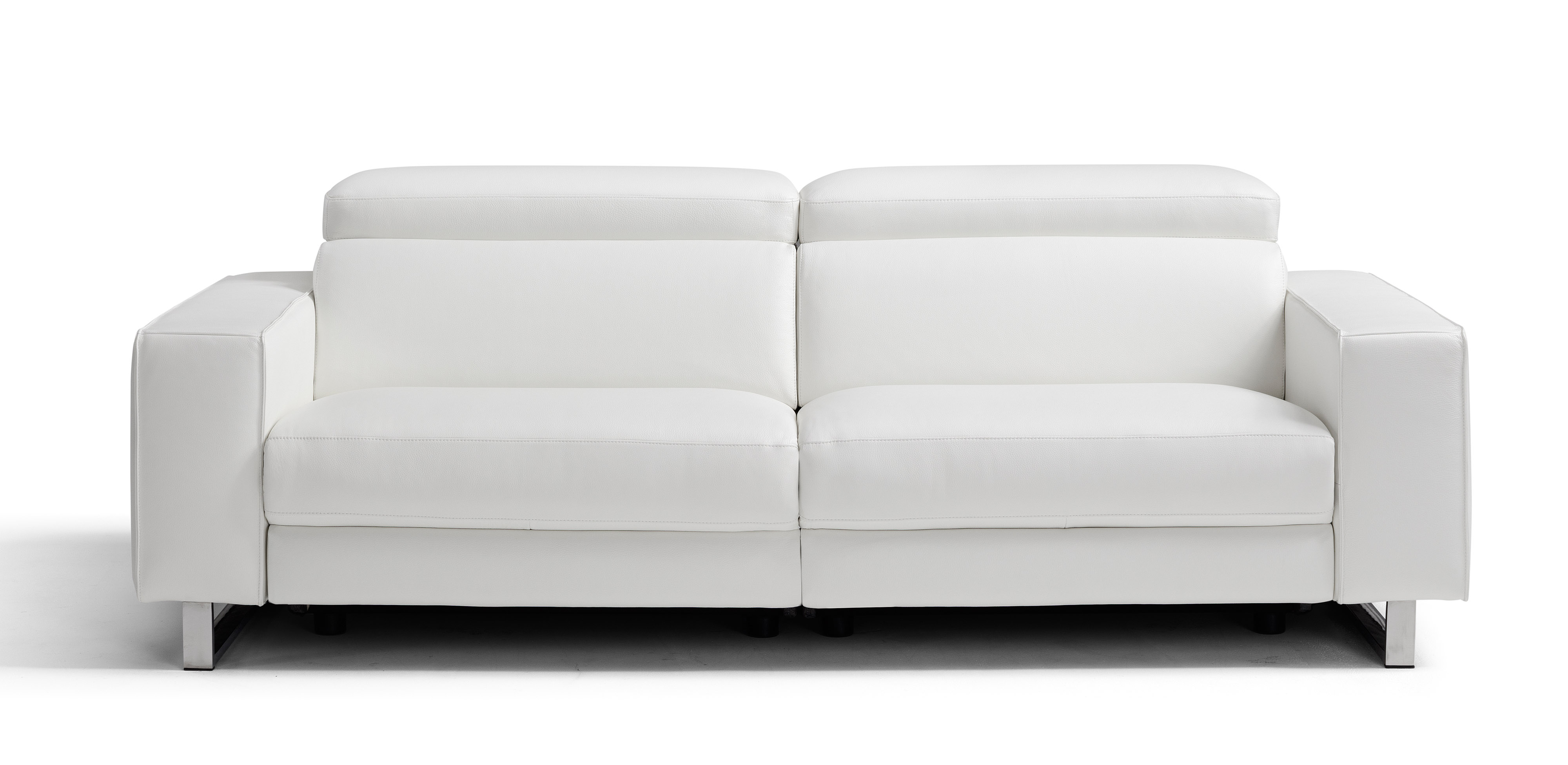 Grace White Leather Sofa Set with Adjustable Headrests - Click Image to Close