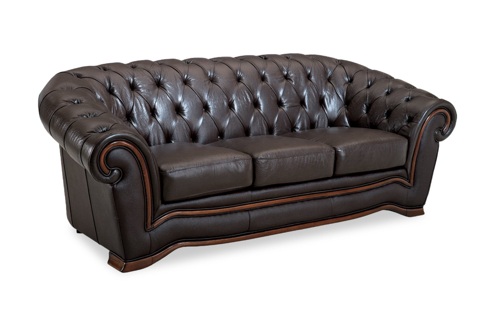 Traditional Brown Italian Leather Living Room Set