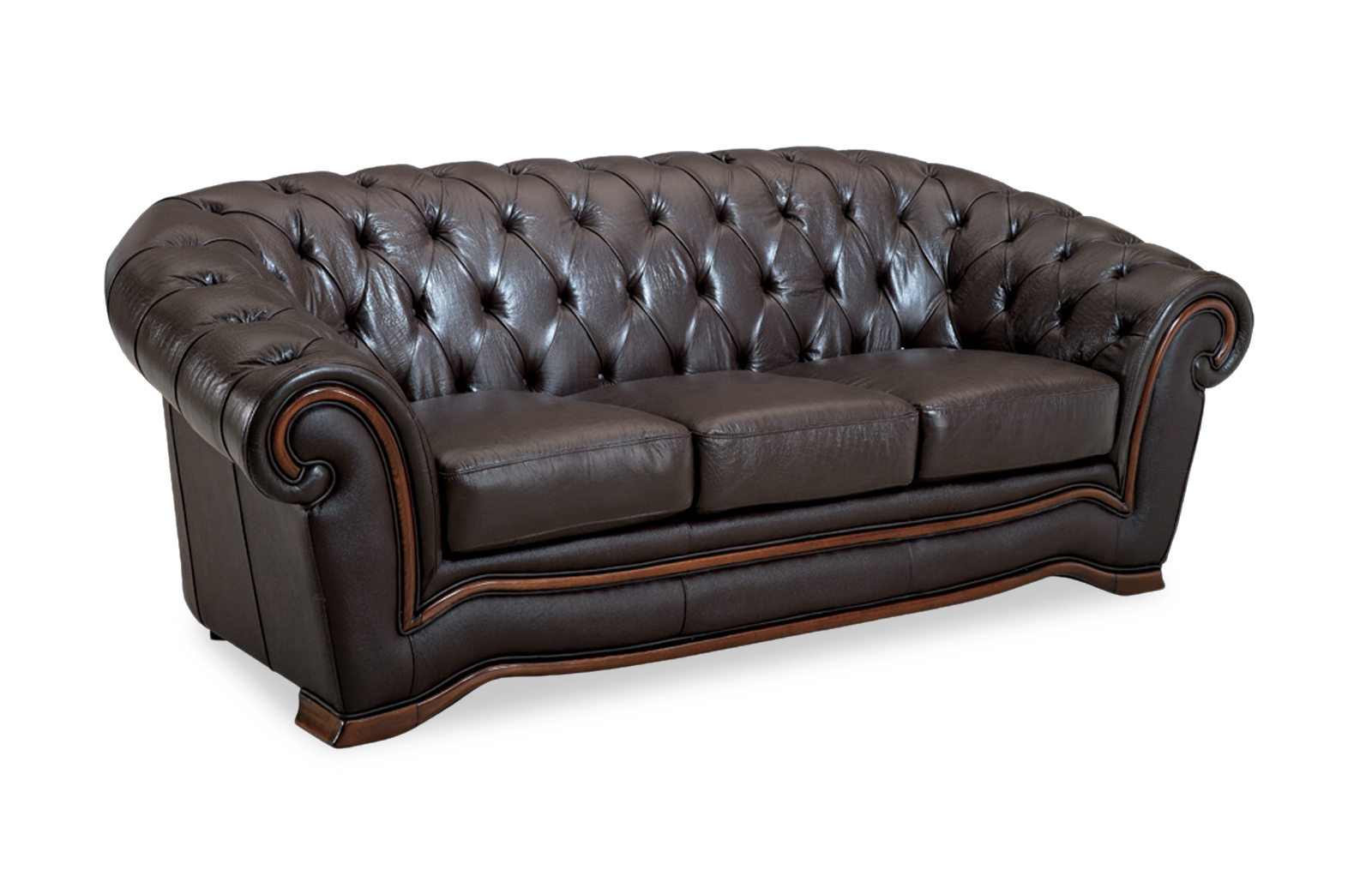 Traditional Brown Italian Leather Living Room Set - Click Image to Close