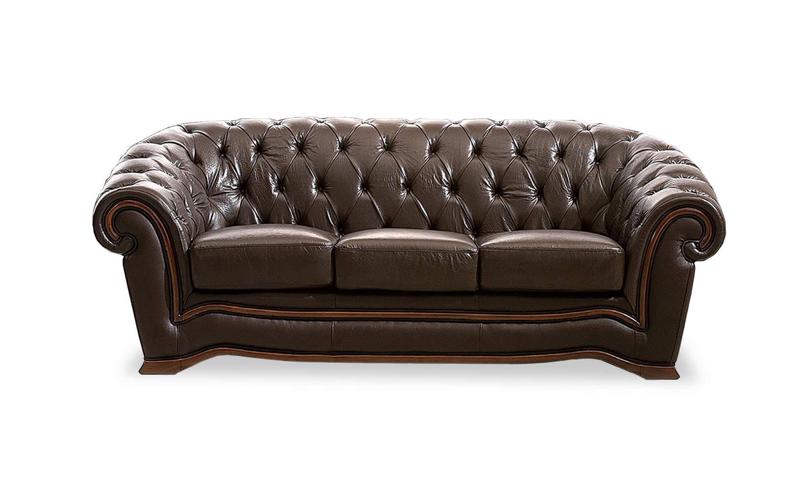 Traditional Brown Italian Leather Living Room Set - Click Image to Close