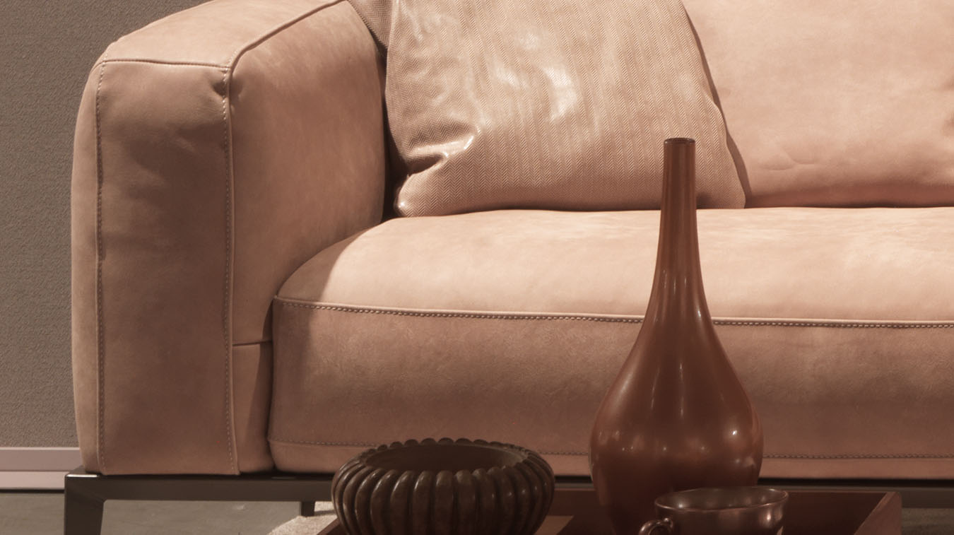 Two Pieced Italian Leather Sofa Set in Tan