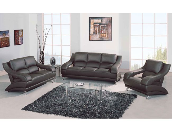 Versatile Shaped Leather Upholstered Living Room Set San Francisco ...