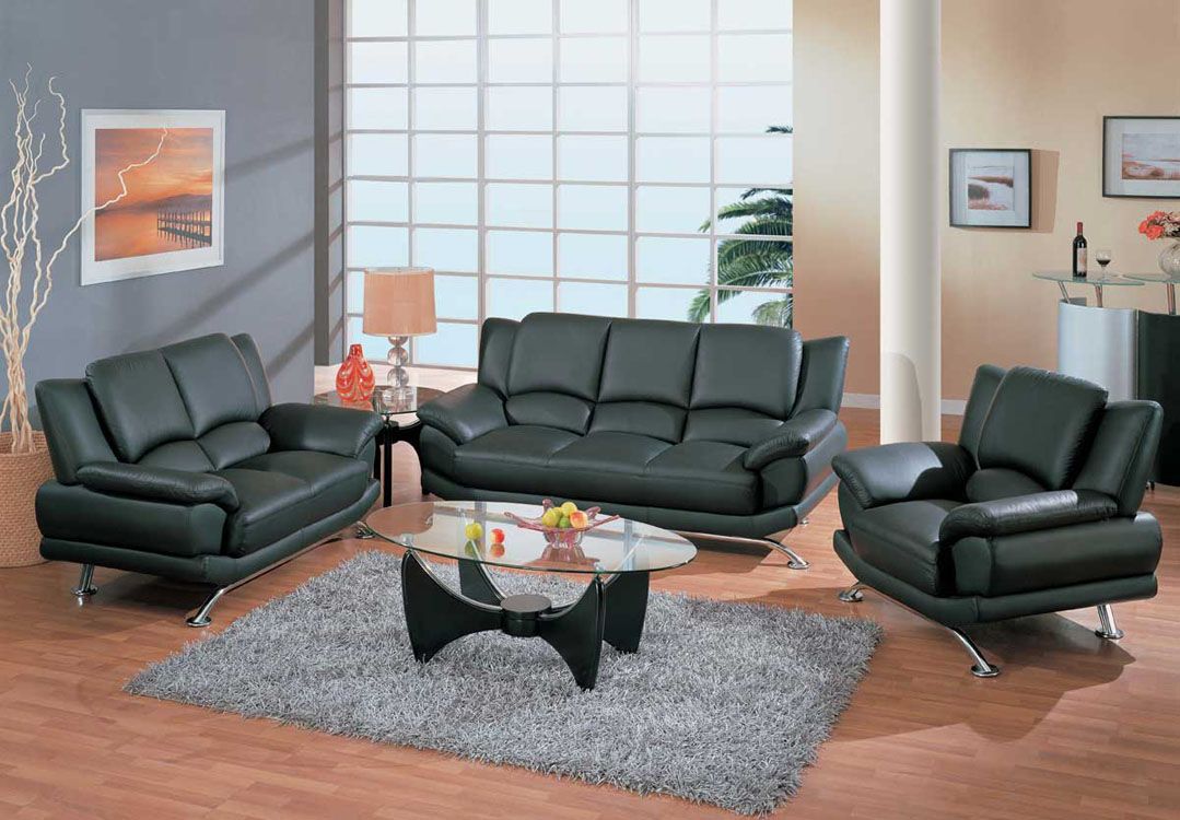 Contemporary Living Room Set In Black Red Or Cappuccino Leather San Jose California GF9908