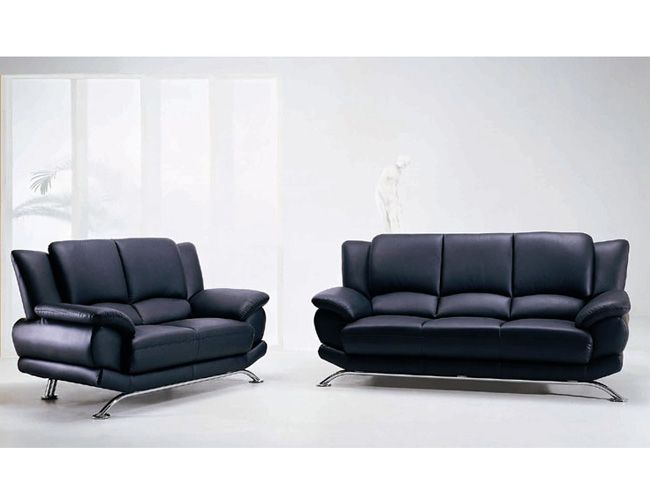 Contemporary Living Room Set in Black Red or Cappuccino Leather - Click Image to Close