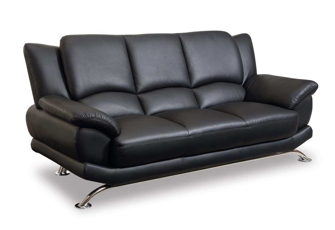 Contemporary Living Room Set in Black Red or Cappuccino Leather - Click Image to Close