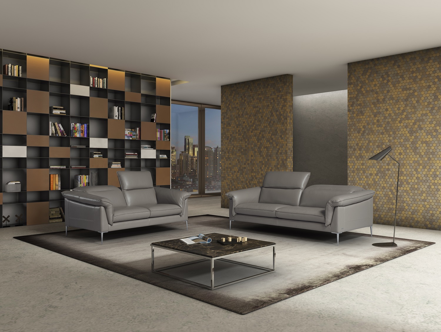 Stern Premium Quality Leather 2pc Sofa Set