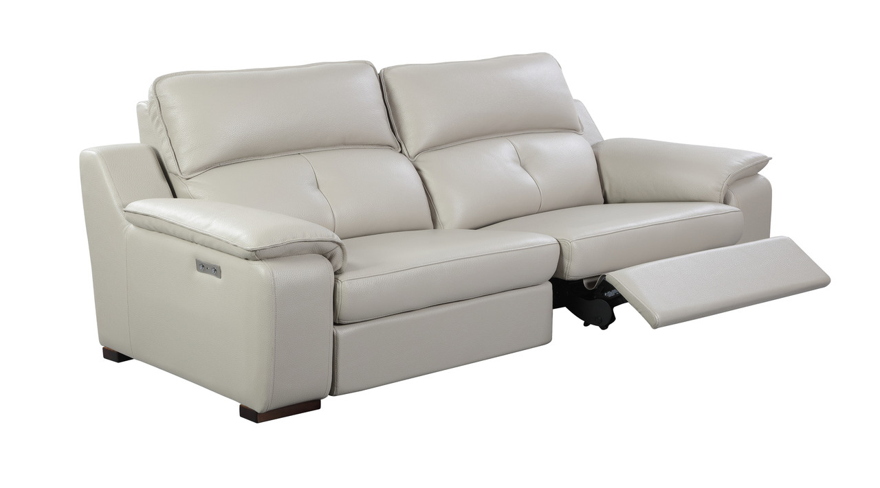 Contemporary Beige Leather Stylish Sofa Set with Wooden Legs - Click Image to Close