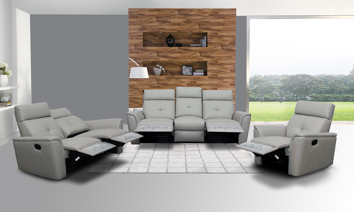 Elegant Leather Living Room Set With Tufted Stitching Elements Los