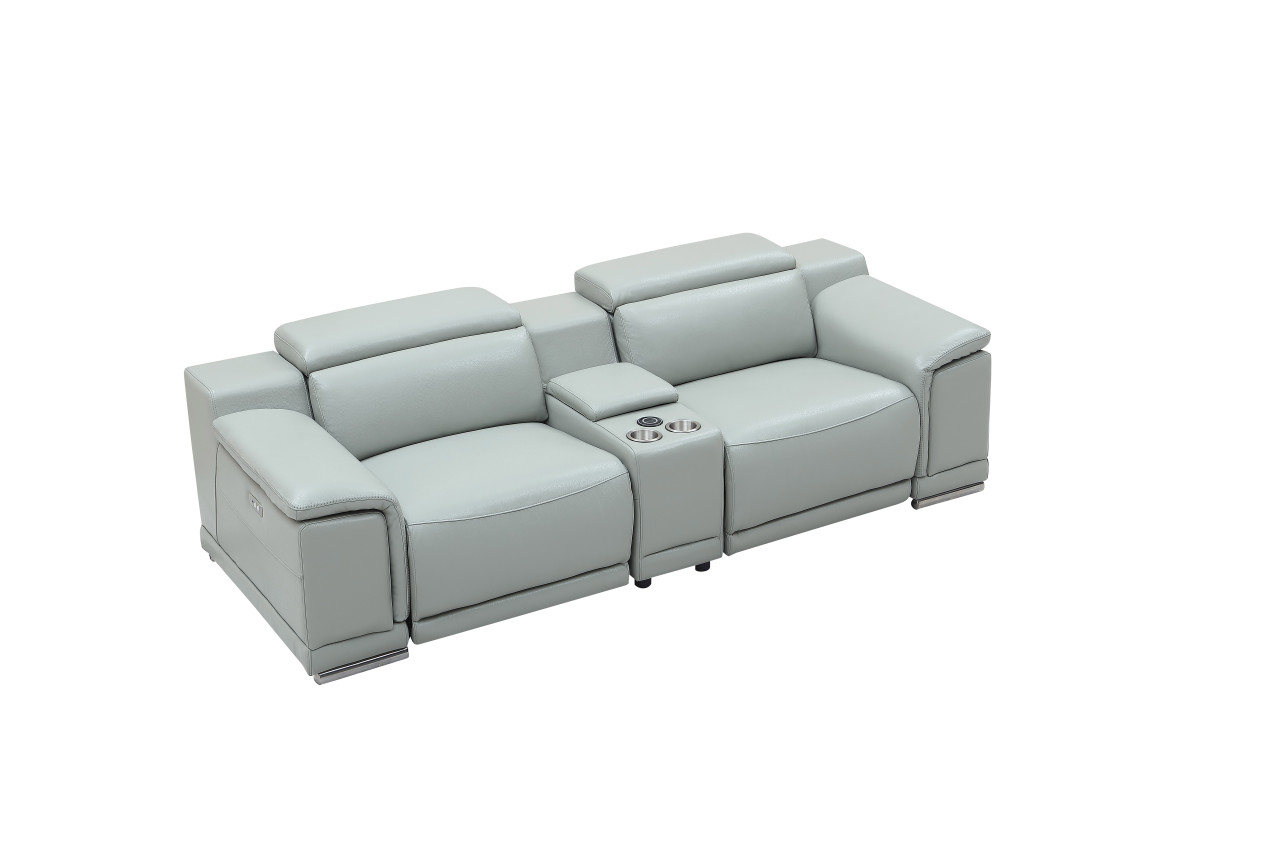 Contemporary Stylish Leather 3Pc Sofa Set with Chrome Legs - Click Image to Close