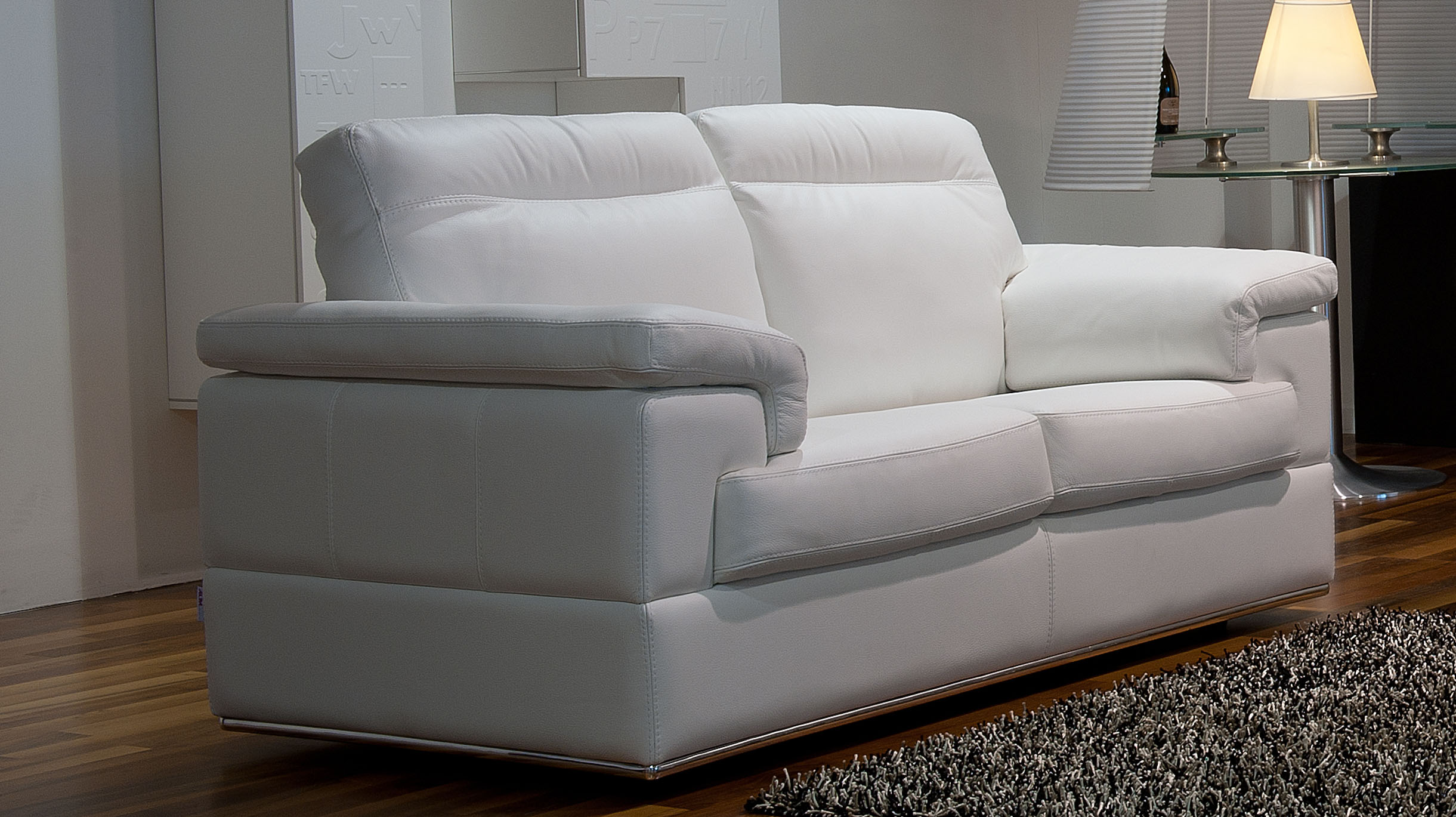 Contemporary Leather Sofa Set on Chrome Frame - Click Image to Close