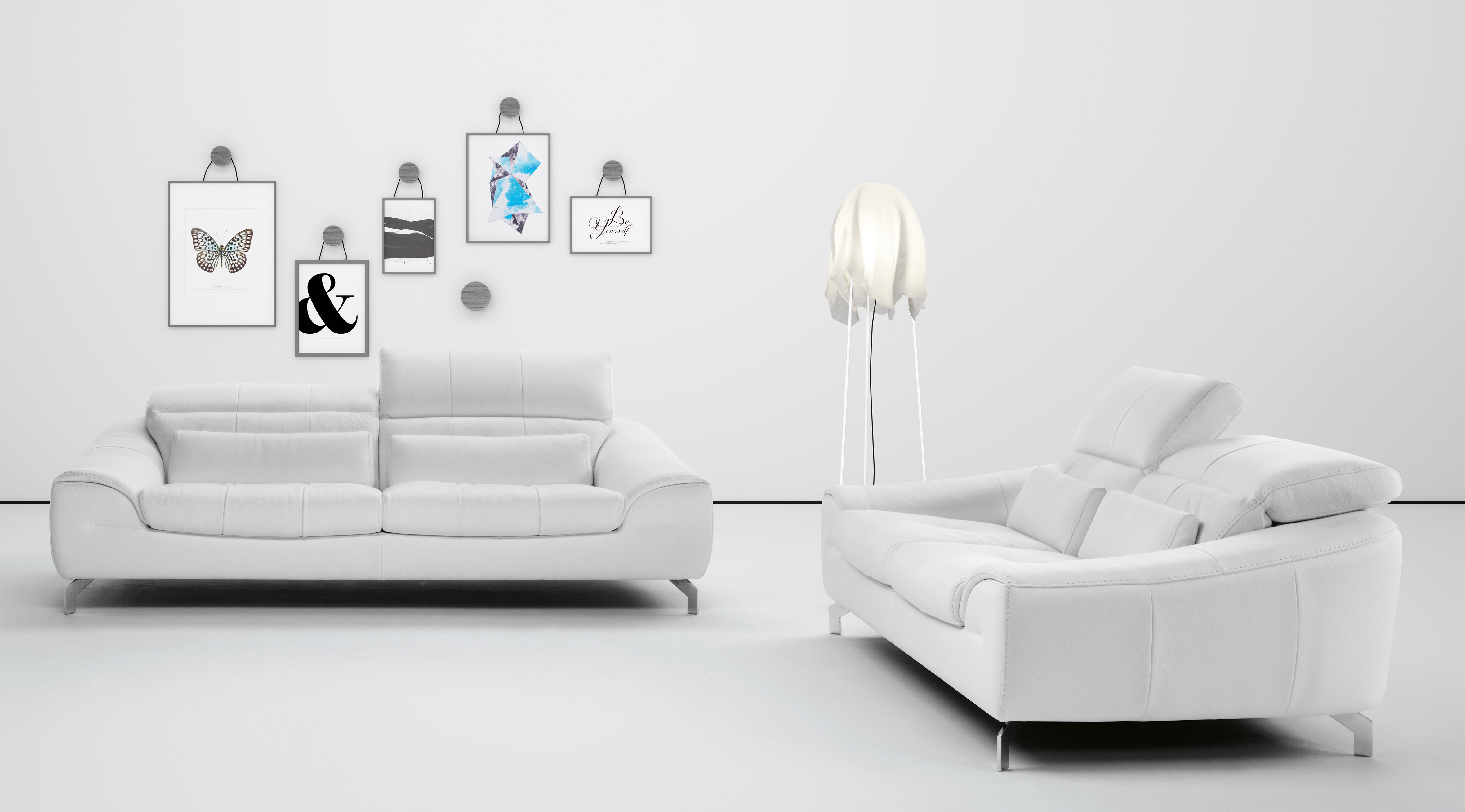 White Sofa Set In Soft Leather With Color Options San Diego California IDP Italia Bonne