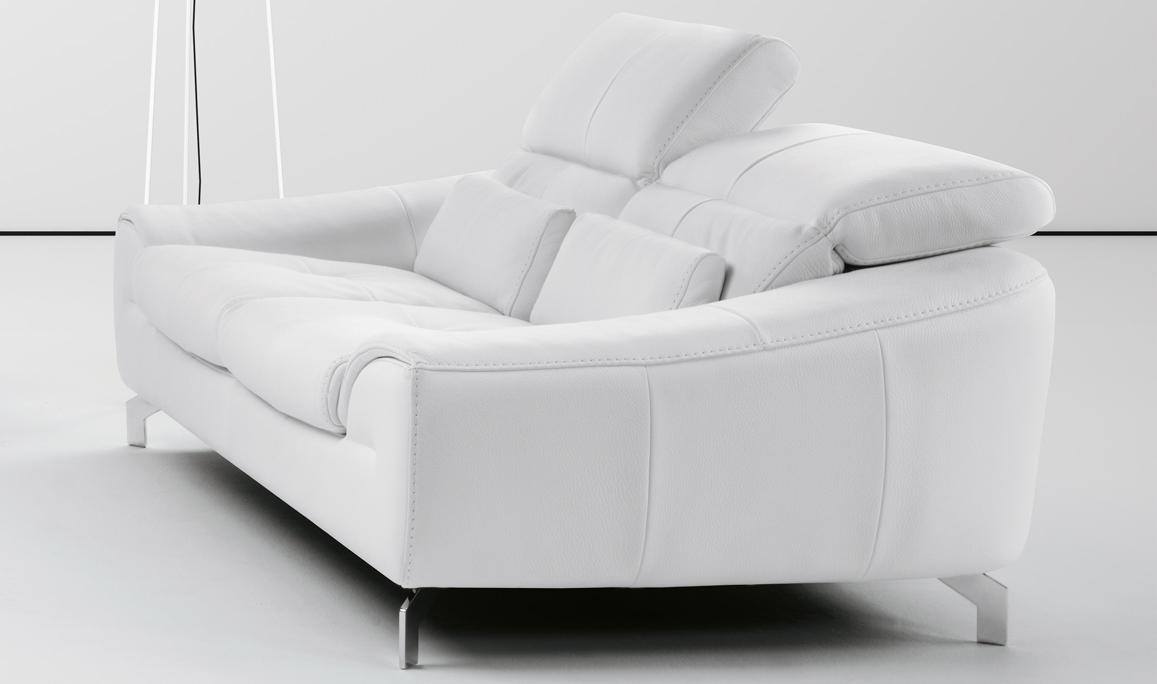 White Sofa Set in Soft Leather with Color Options - Click Image to Close