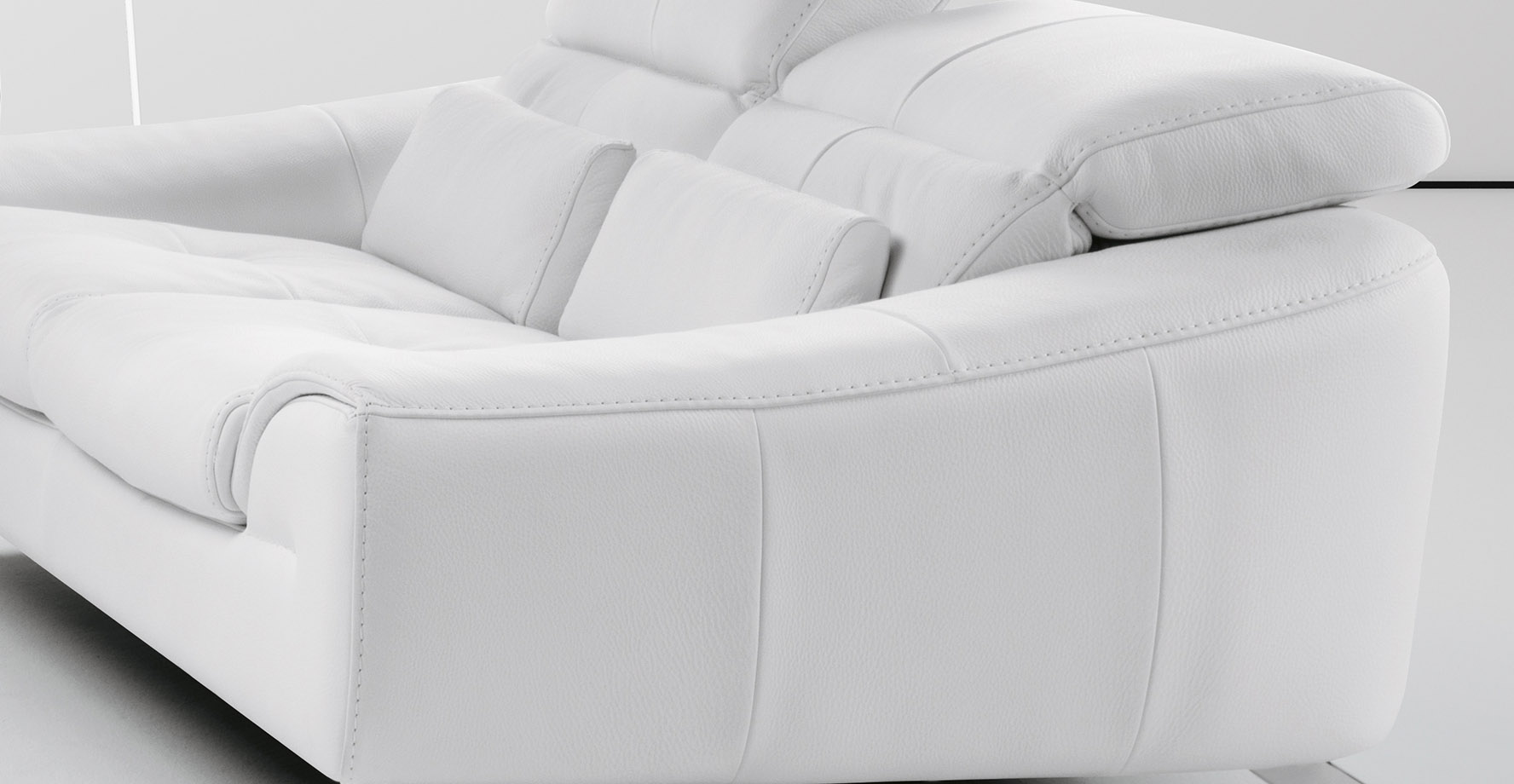 White Sofa Set in Soft Leather with Color Options - Click Image to Close