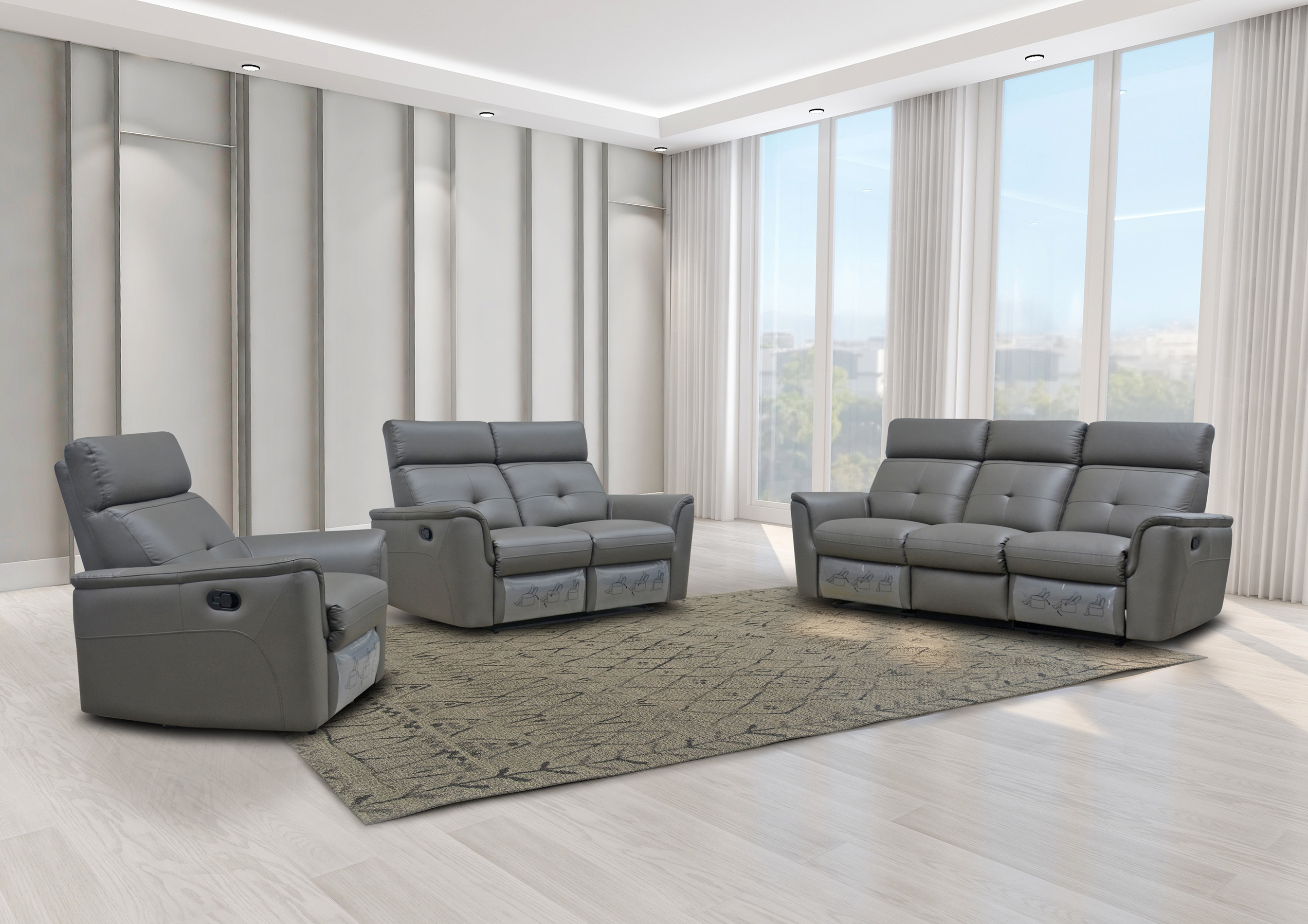 Contemporary Chic Leather Sofa Set