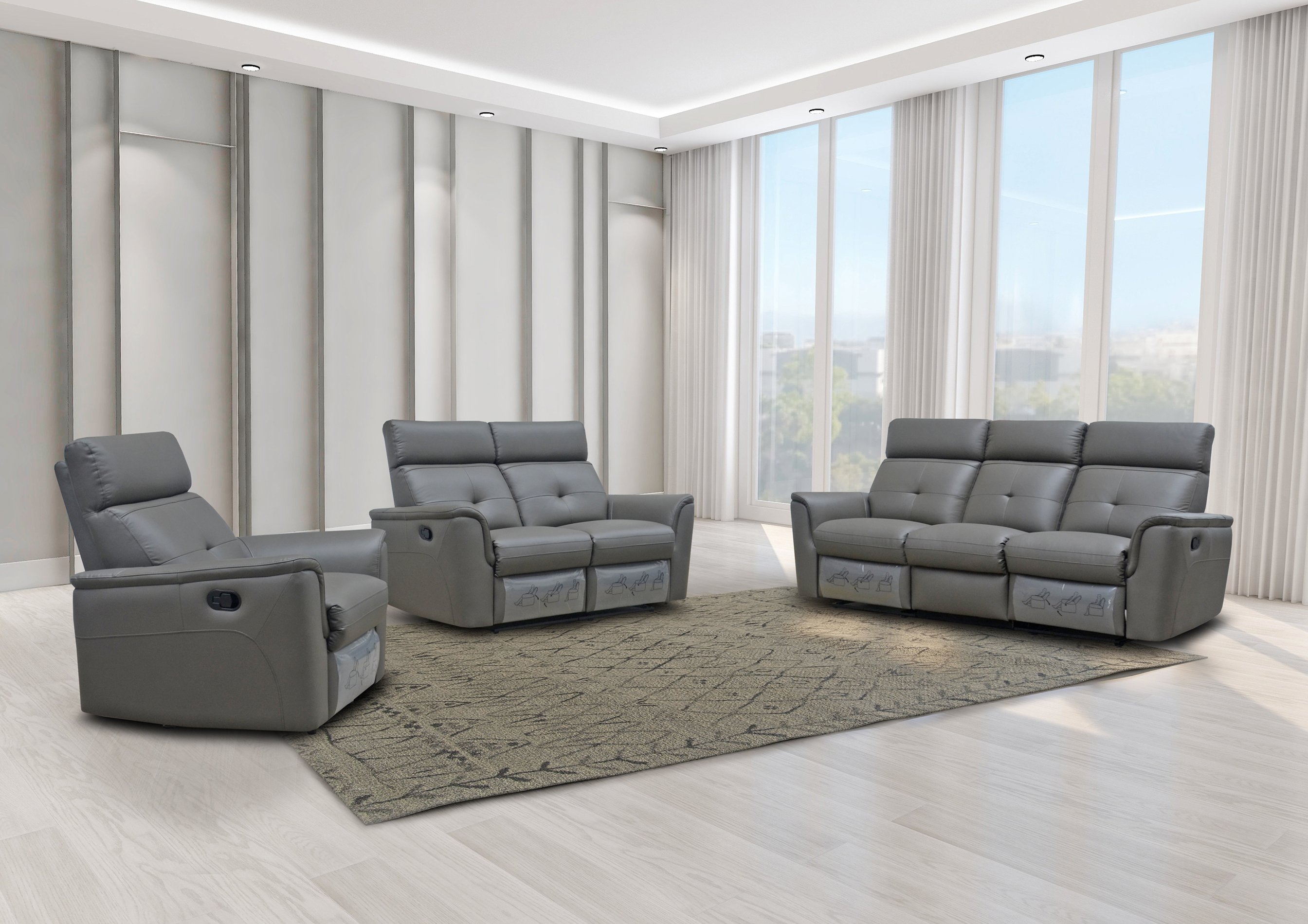 Contemporary Chic Leather Sofa Set - Click Image to Close