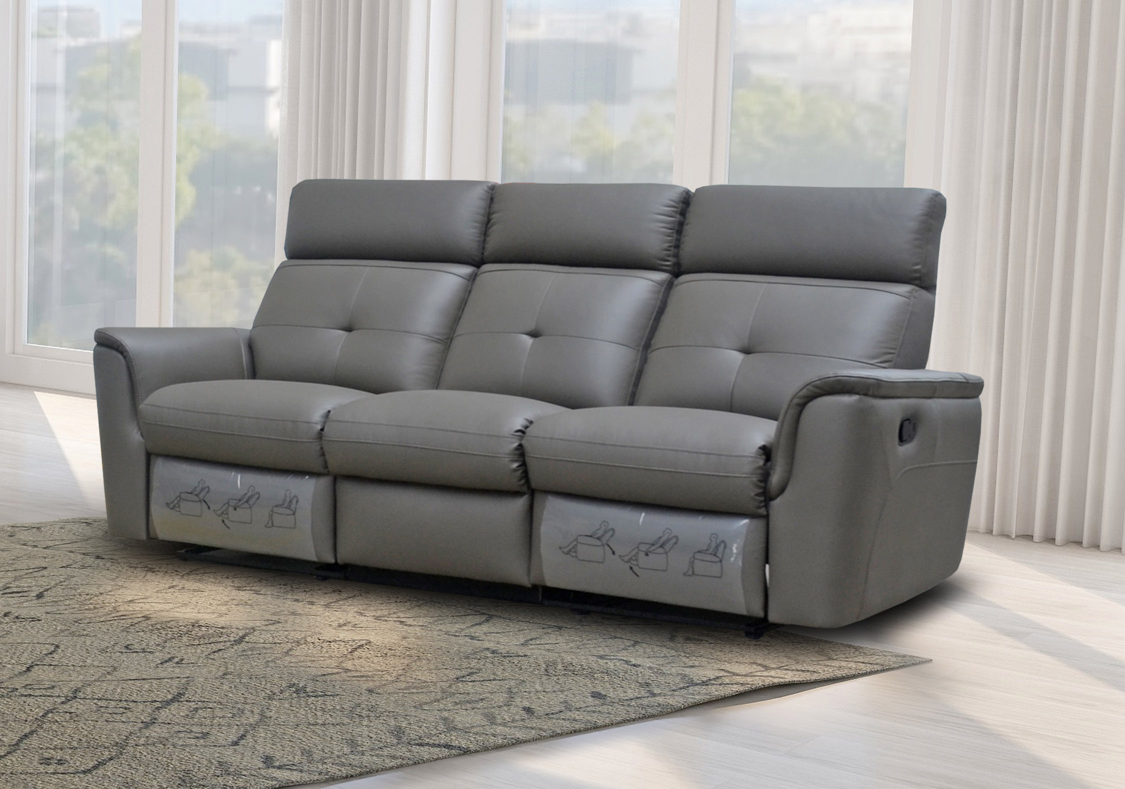 Contemporary Chic Leather Sofa Set