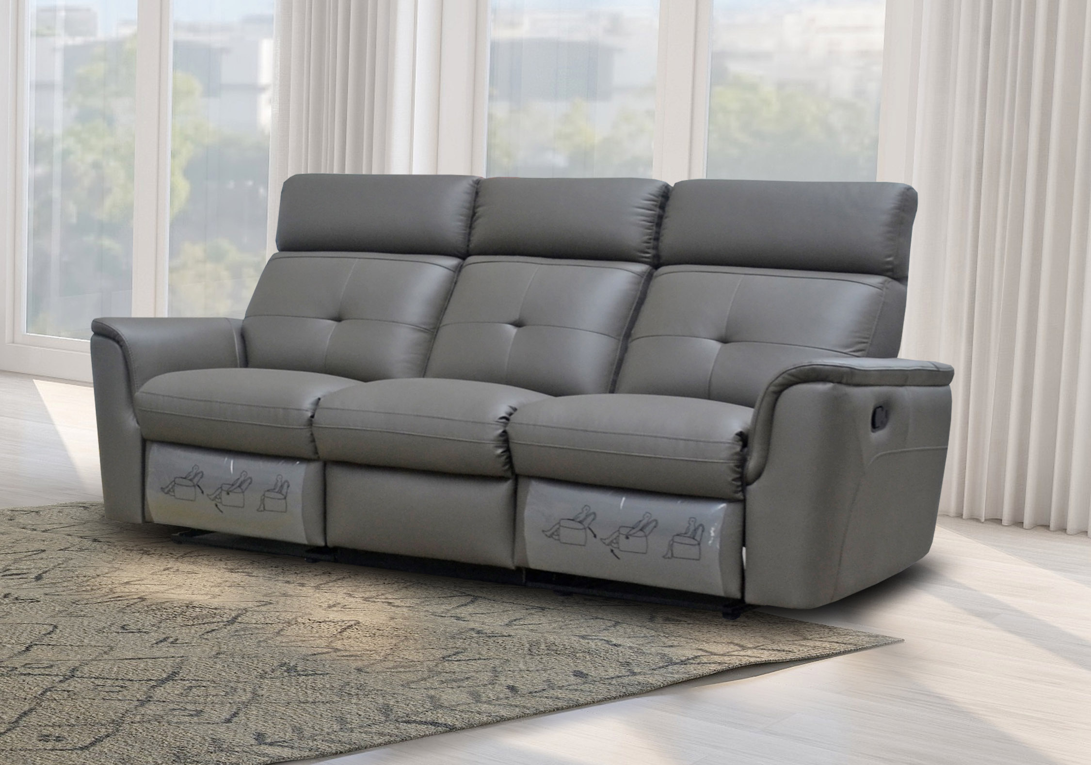 Contemporary Chic Leather Sofa Set - Click Image to Close