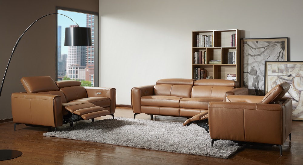 Cordoba 3 Piece Sofa Set in Contemporary Leather Houston 