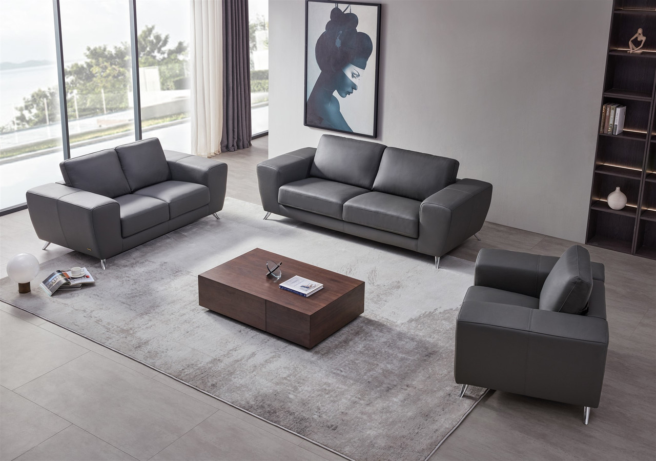 3 PC Classic Italian Leather Living Room Set - Click Image to Close