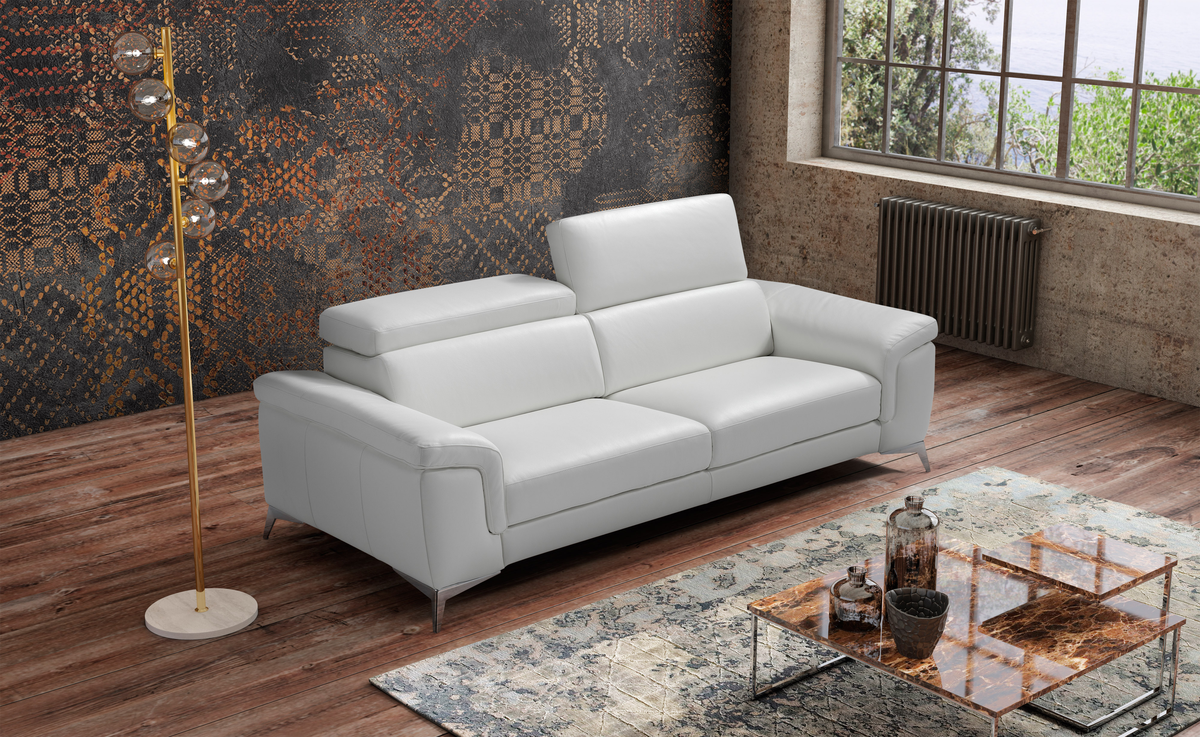 Modern Living Room Sofa In Italian Leather Miami Beach Fl Whiteline Flavio