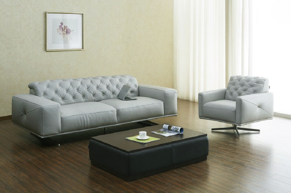 italian leather tan modern chrome sofa