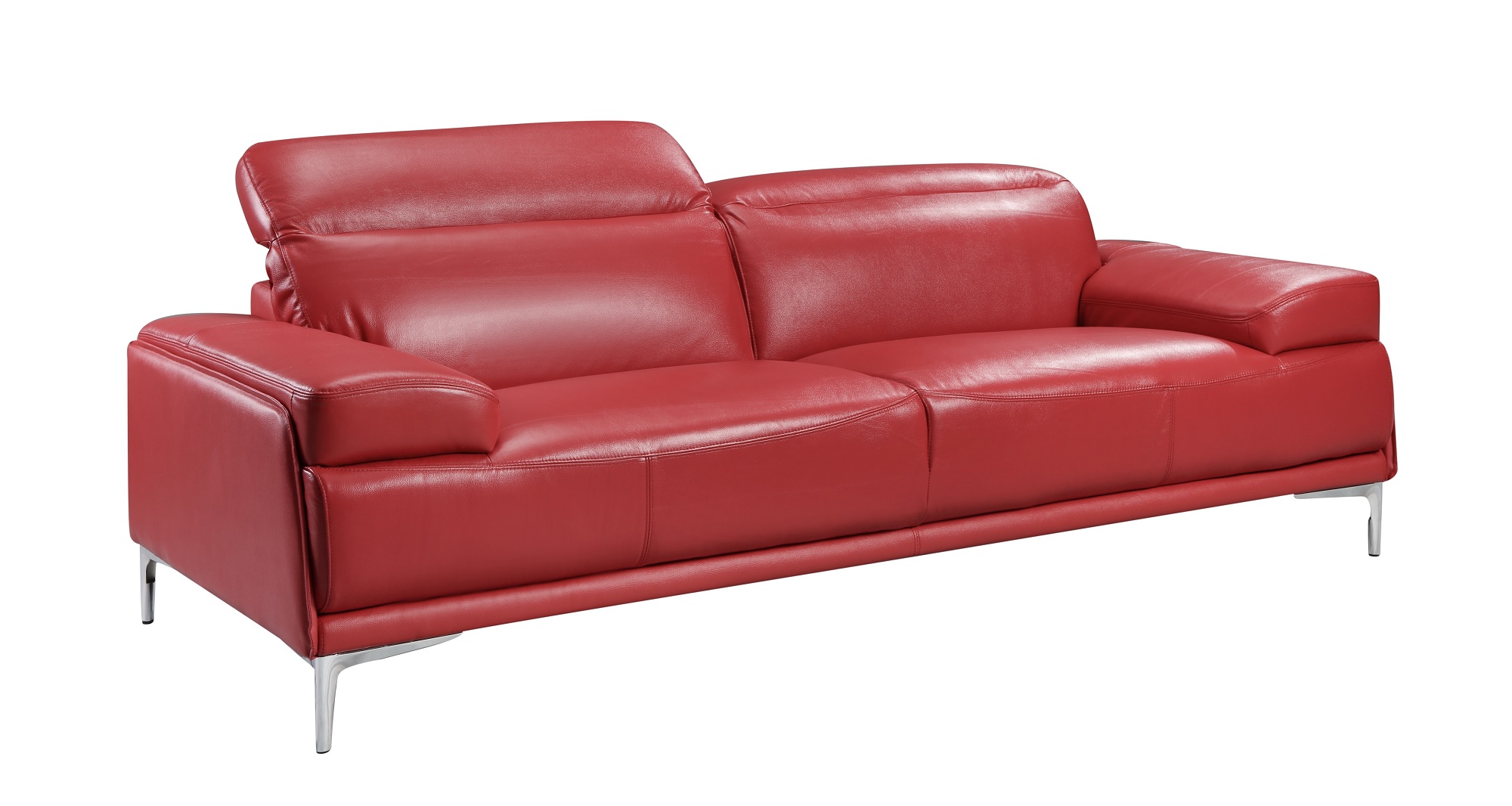 Madrid Contemporary Italian Leather Sofa Set in Red - Click Image to Close