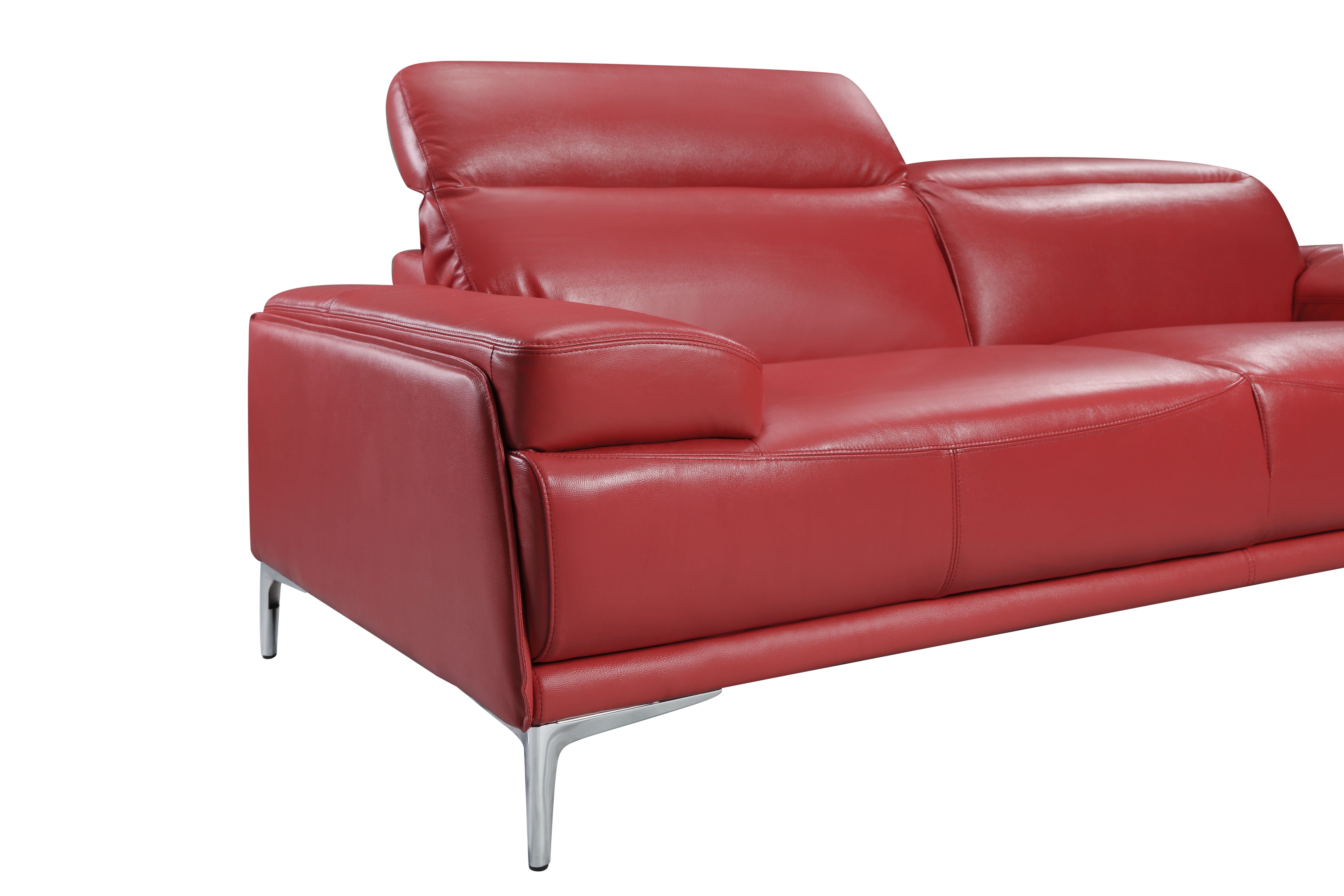 Madrid Contemporary Italian Leather Sofa Set in Red - Click Image to Close