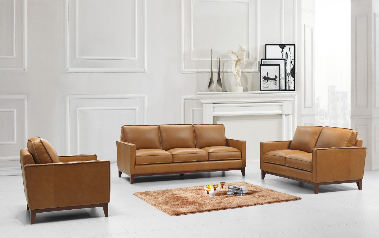 Classic Top Grain Leather Living Room Set - Click Image to Close