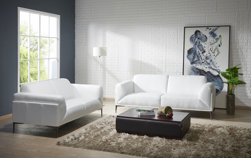 contemporary white leather sofa