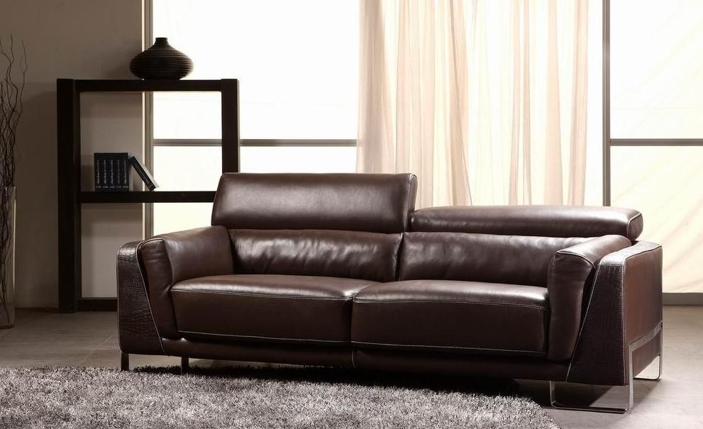 Espresso Crocodile Leather Sofa Set