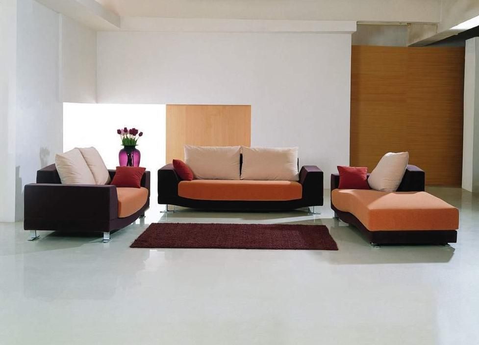 MultiToned Microfiber Sofa Set with Stainless Steel Legs Portland