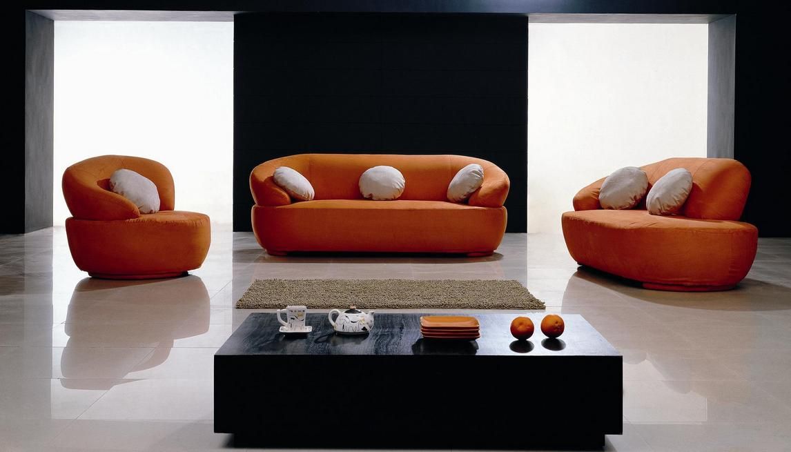 Rounded Shape C Color Microfiber, Microfiber Fabric Sofa Sets