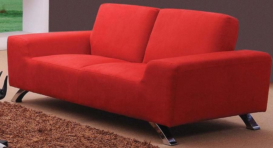 Sunset Contemporary Fabric Red Sofa Set - Click Image to Close