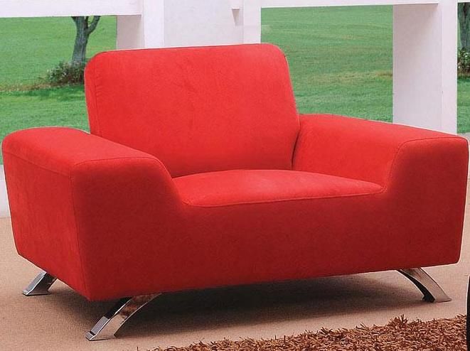 Sunset Contemporary Fabric Red Sofa Set - Click Image to Close