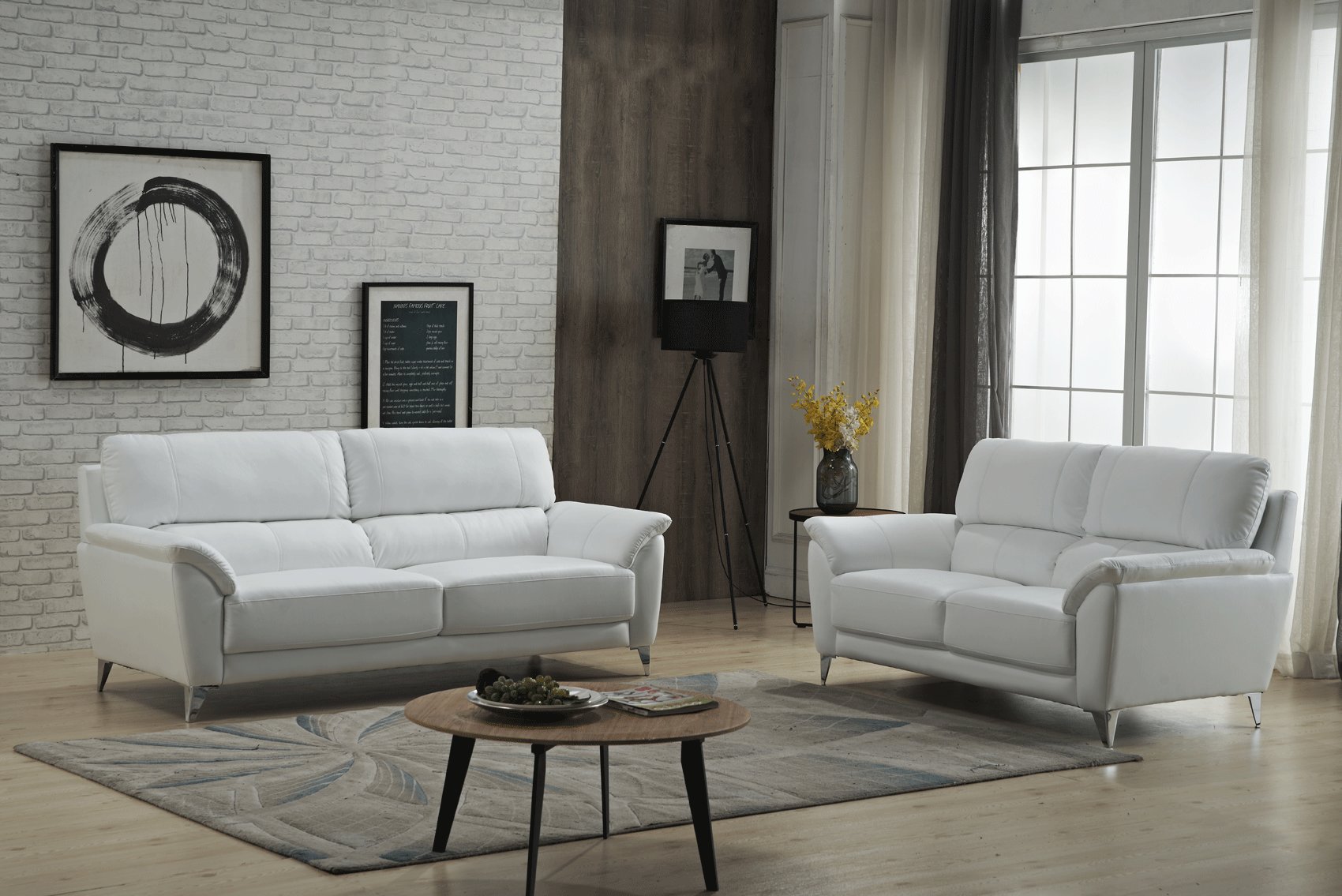 Unique Design White Leather Sofa Set