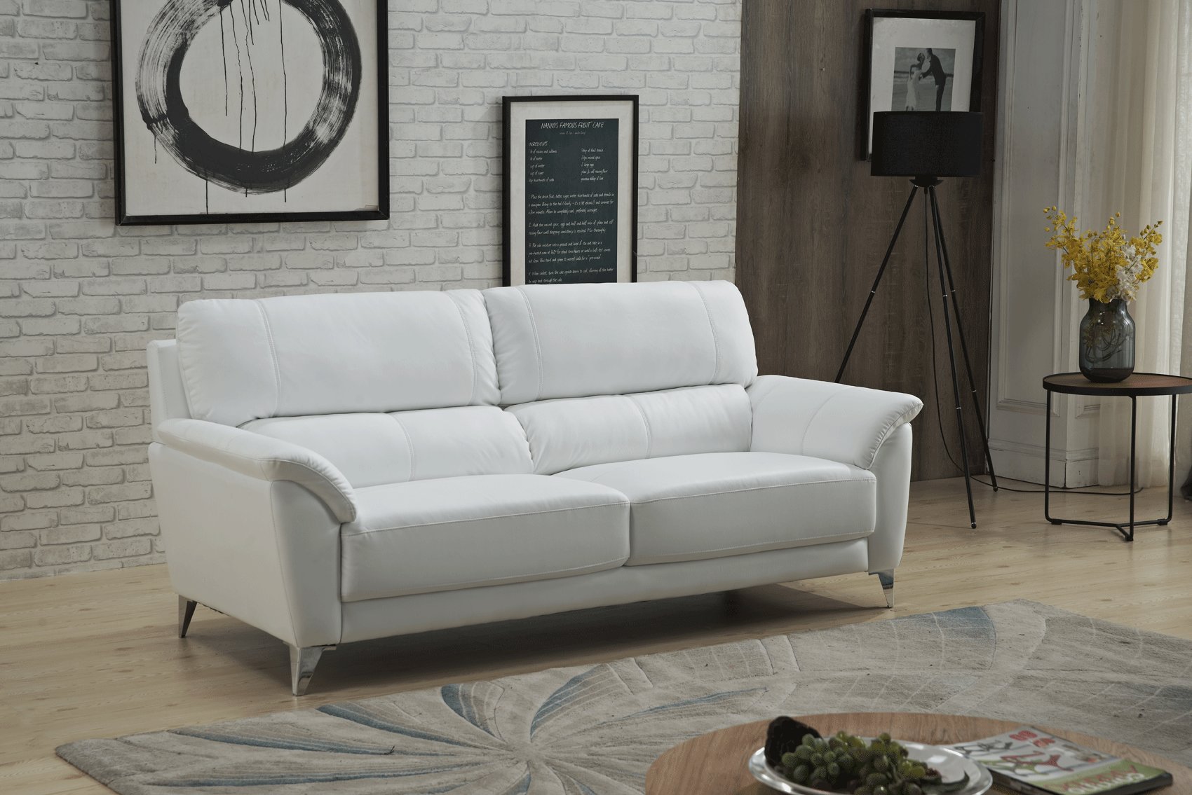 Unique Design White Leather Sofa Set - Click Image to Close