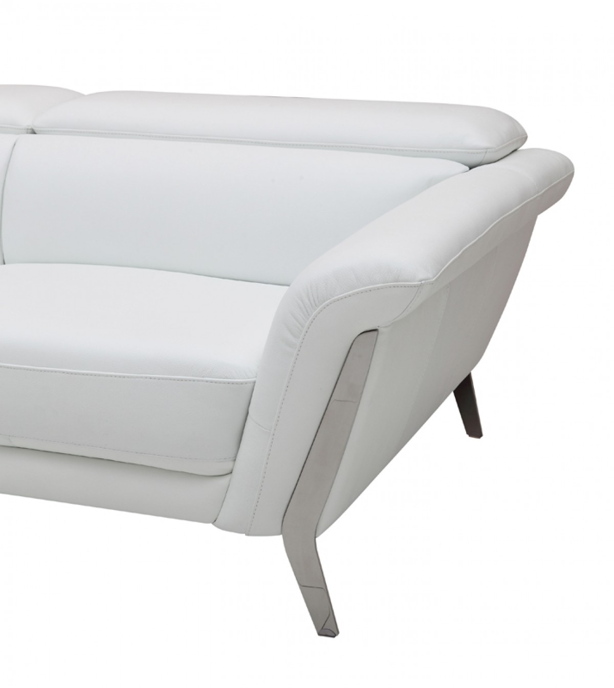 Modern White Upholstered in Italian Leather Sofa Set - Click Image to Close