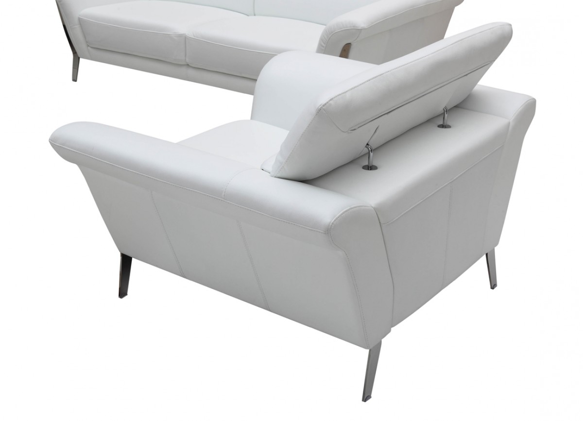 Modern White Upholstered in Italian Leather Sofa Set - Click Image to Close