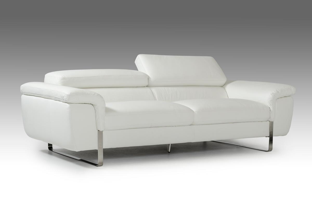 Italian Made White Leather Sofa Set with Adjustable Headrests - Click Image to Close