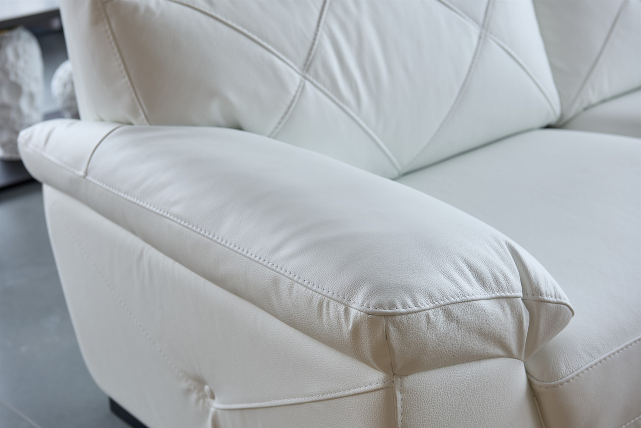 White Leather Sofa Set with Black Accents - Click Image to Close