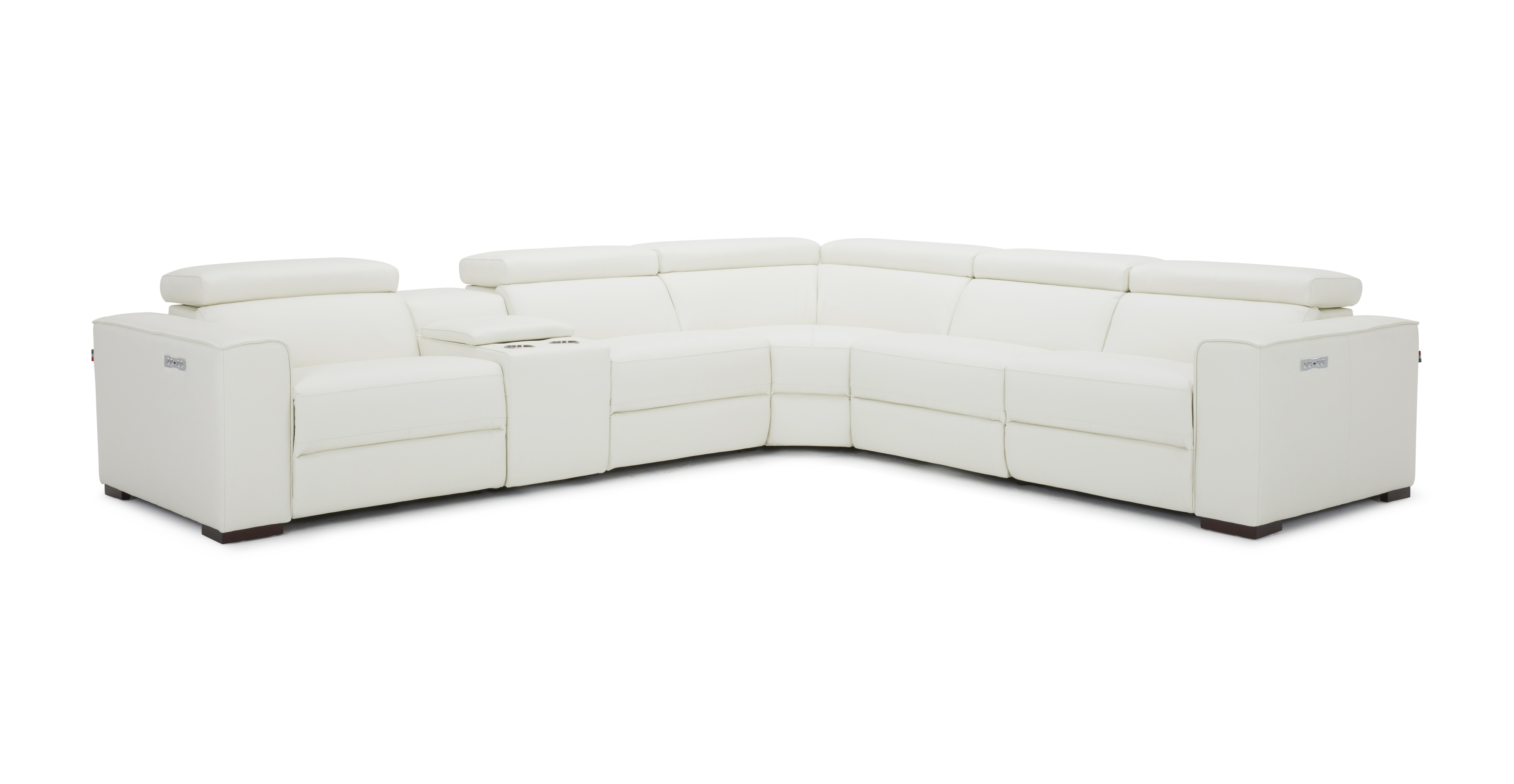 Breathtaking White Sectional with Italian Leather - Click Image to Close