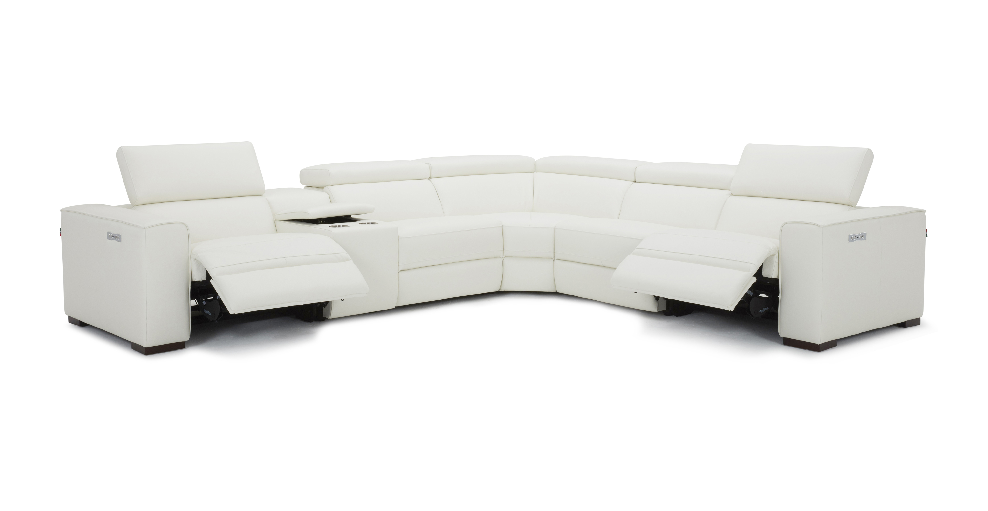 Breathtaking White Sectional with Italian Leather - Click Image to Close