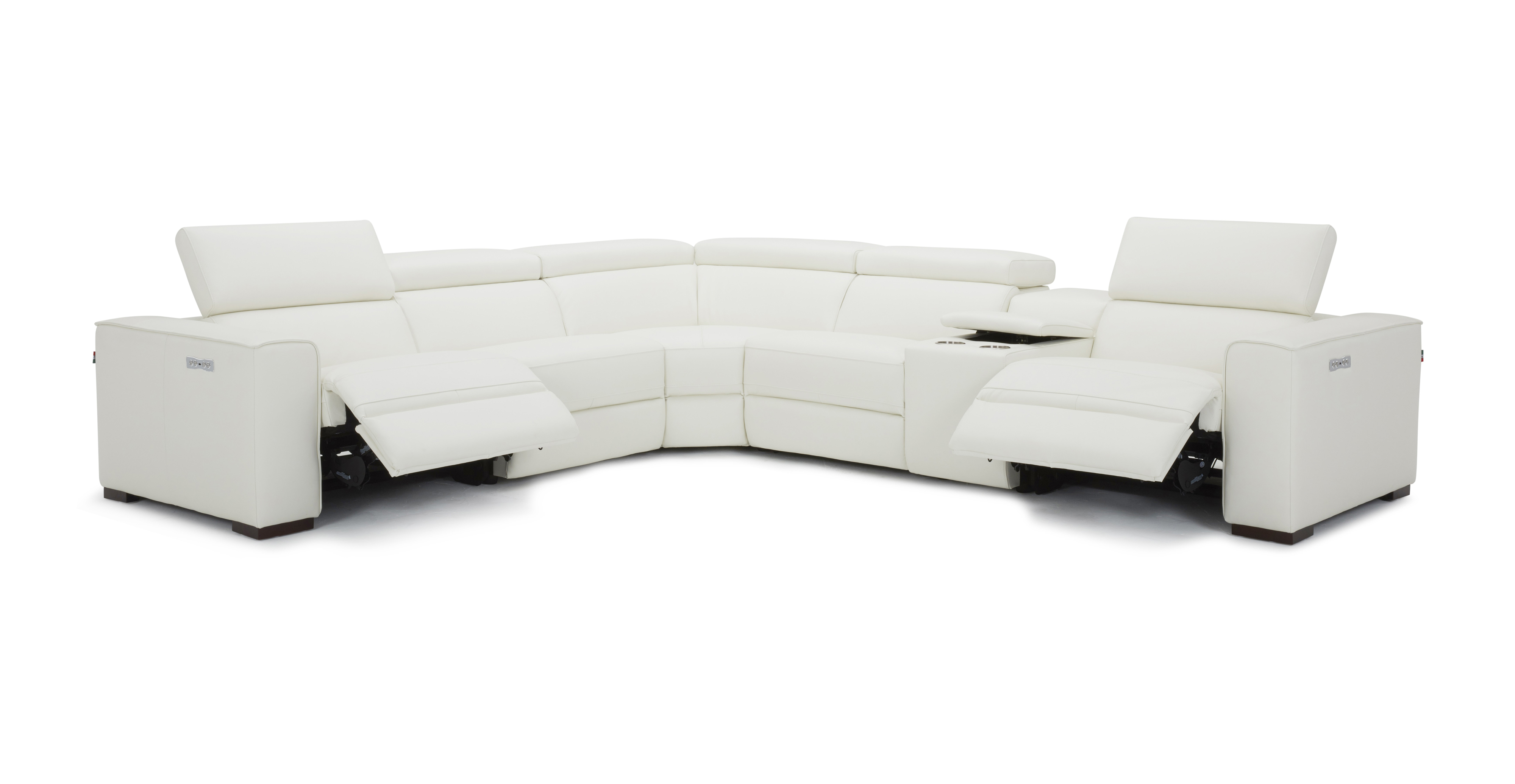 Breathtaking White Sectional with Italian Leather - Click Image to Close