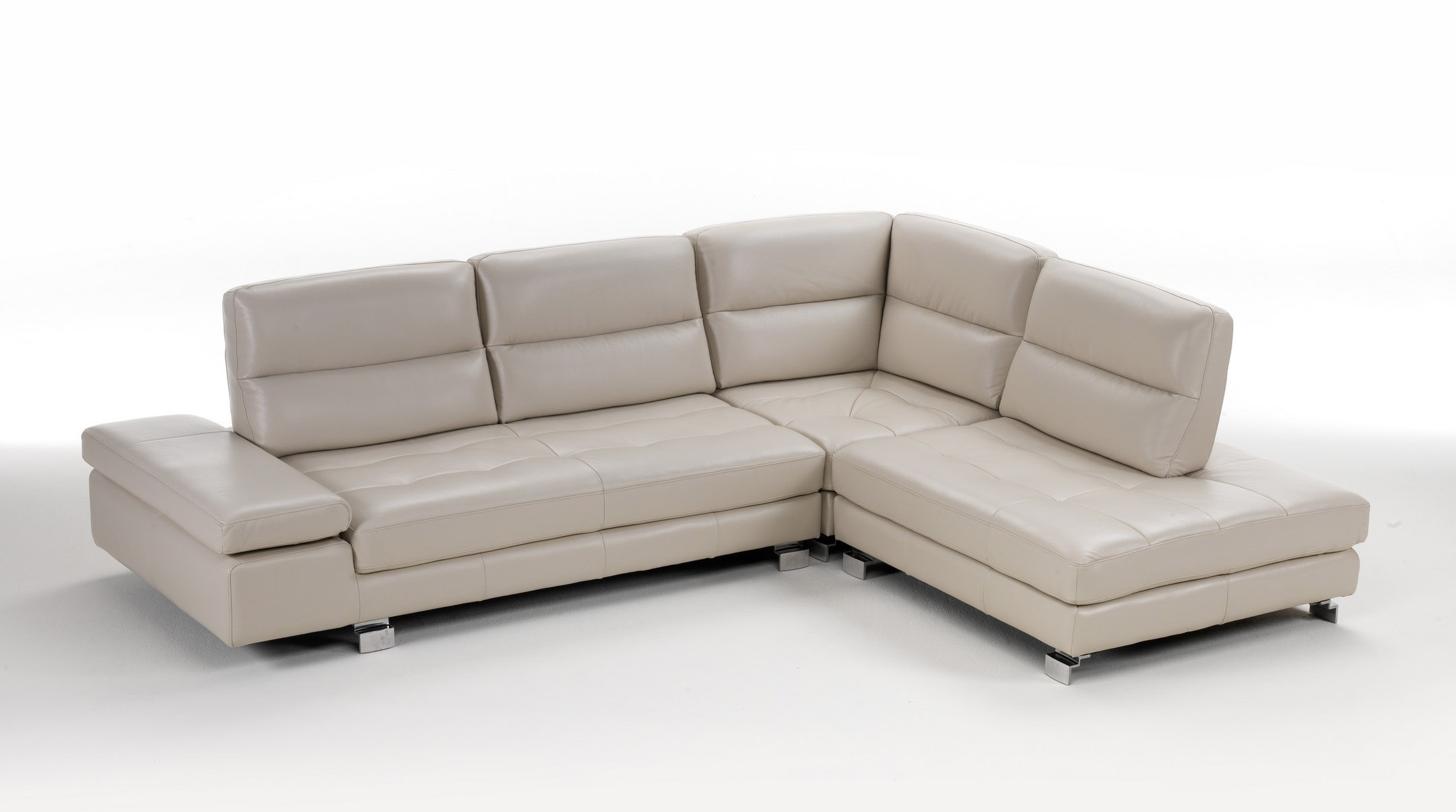 Overnice Tufted Leather Corner Sectional Sofa with Adjustable Backs - Click Image to Close